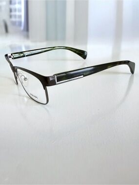Rare Prada VPR 61P Rectangular Eyeglasses Men Women Green Tortoise Frames 53mm